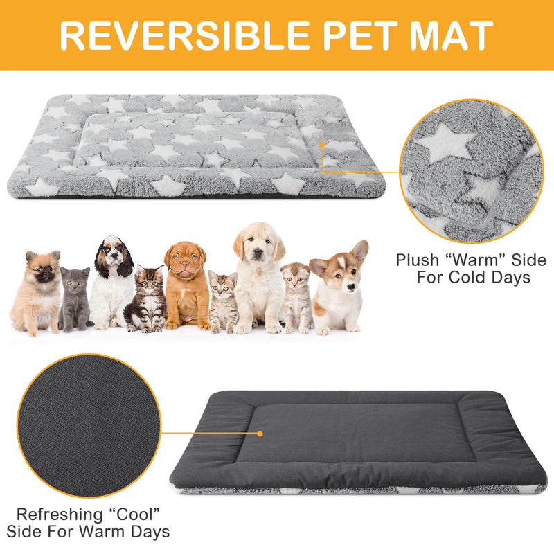 VitalCozy 4 Pcs Dog Crate Pads, Ultra Soft Warm Washable Anti-Slip Kennel Bed Mat for Pets, Reversible, Replaceable, Cozy Cage Liner for Small Medium Large Dogs and Cats(18 x 24 x 1.6 Inch,Gray) 18 x 24 x 1.6 Inch Gray - PawsPlanet Australia