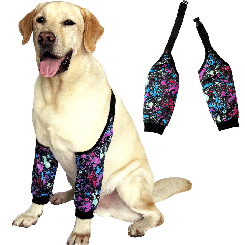 Dog Elbow Pads – Knee Wrap Front Leg Sleeves for Large Dogs, Wound Protection & Anti-Licking Brace for Injured Legs or Joints（3XL Graffiti） 3XL