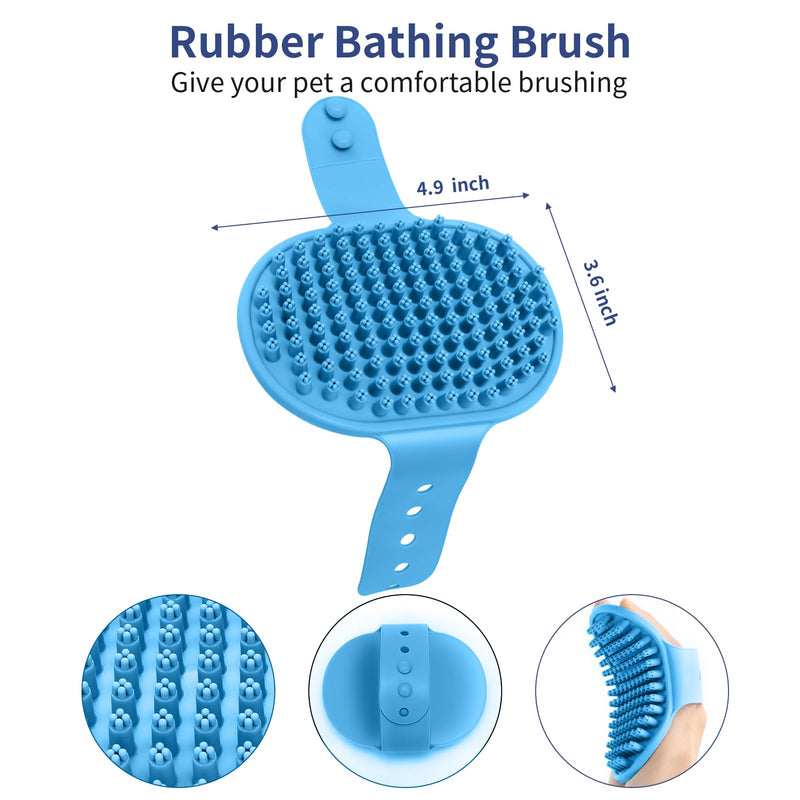 5 in 1 Dog Grooming Kit - Self-Cleaning Slicker Brush for Shedding Short Long Haired Dogs & Cats, Includes Pet Comb, Flea Comb, Bath Brush, Undercoat Rake - Complete Fur Care Set - Blue - PawsPlanet Australia