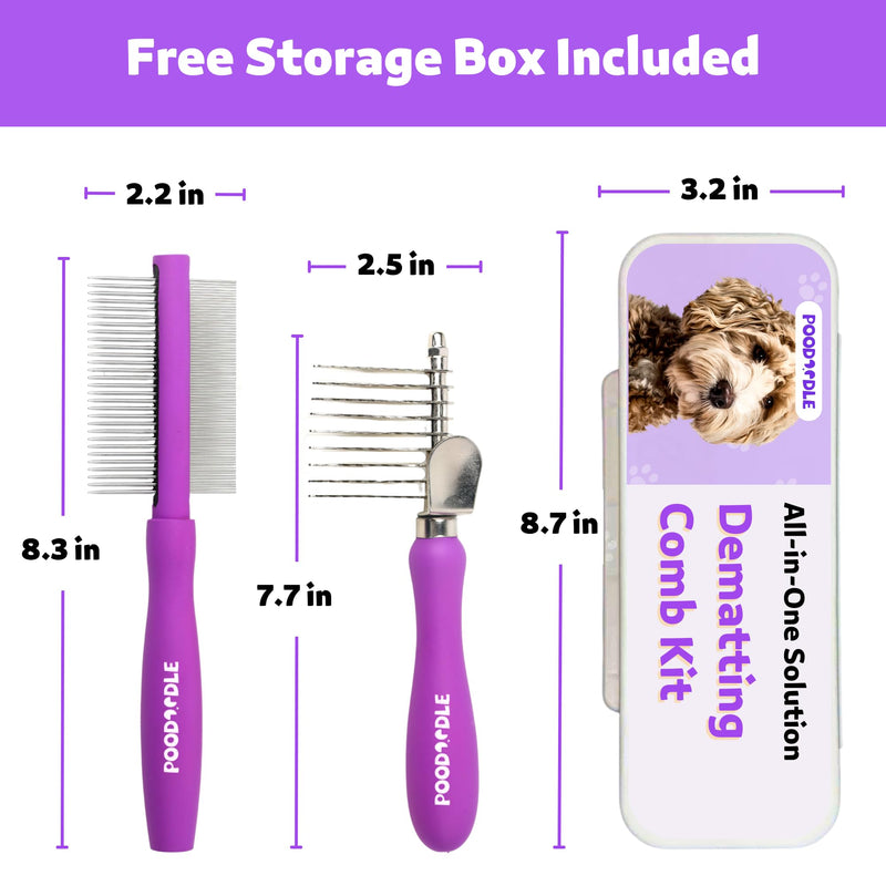 Pain-Free Dematting Comb Kit for Dogs & Cats, Dematting Rake & Detangling Dual-Side Comb Set, Dematting Brush for Dogs & Cats, Pet Grooming Tools Kit for Poodle Doodle & All Long Haired Pets - PawsPlanet Australia