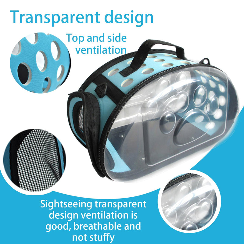 Carrier Bag for Guinea Pig,Portable Small Animal Carriers Pouch,Outgoing Rabbit Travel Carrying Case with 10PCS Disposable Underpads Breathable & Transparent for Hamster Bird Squirrel 【Blue】 - PawsPlanet Australia