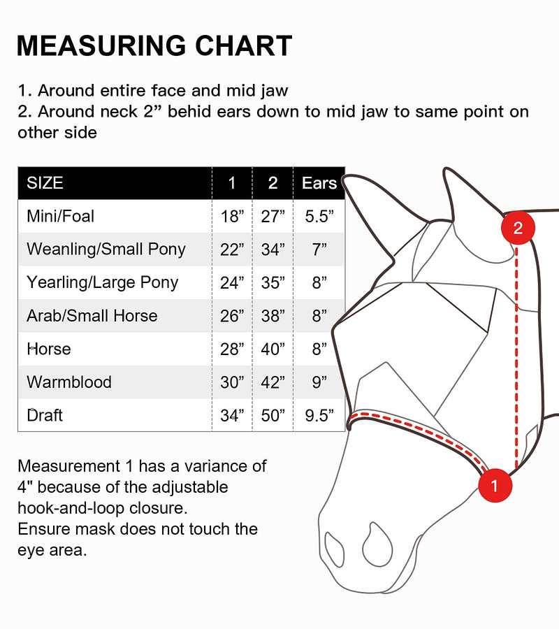 Horse Fly Mask, Elasticity Fly Mask with Ears and Long Nose UV Protection for Horse, Grey (Plus) Grey with Ears + Long Nose - PawsPlanet Australia