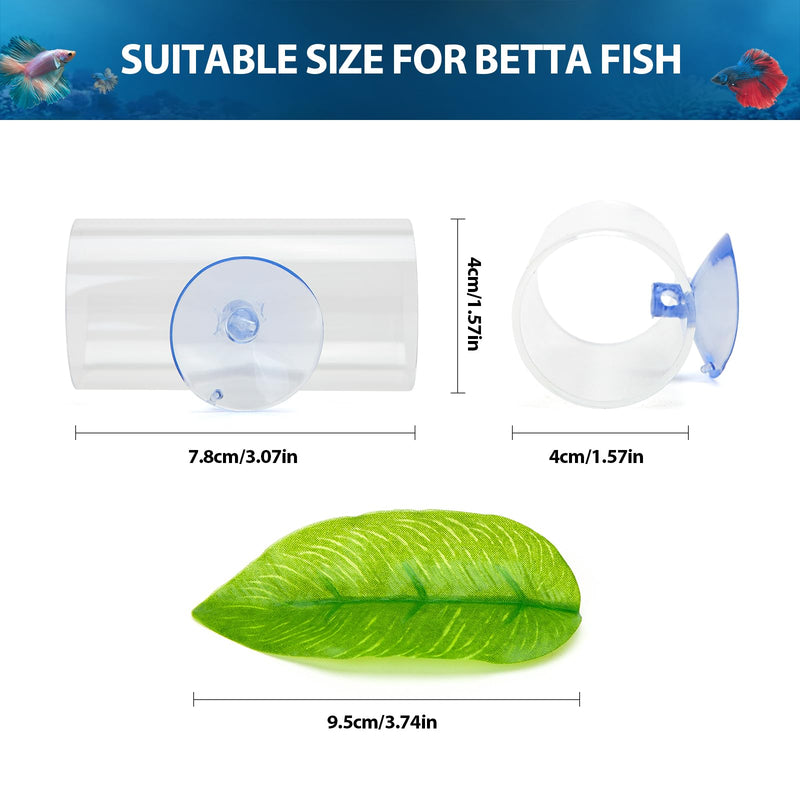 2 Pack Betta Fish Acrylic Tube Tunnel,Betta Fish Leaf Pad Simulating The Natural Habitat for Betta Spawning Grounds Breeding Resting Bed，Betta Toys Shelter Hideaway 2