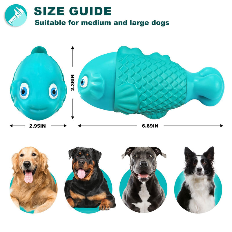 Dog Chew Toys for Aggressive Chewers, Indestructible Dog Toys for Aggressive Chewers, Tough Dog Toys for Large Dogs, Squeaky Dog Toys, Strong Dog Toys, Super Chewer, Heavy Duty Cyan NylonFish - PawsPlanet Australia