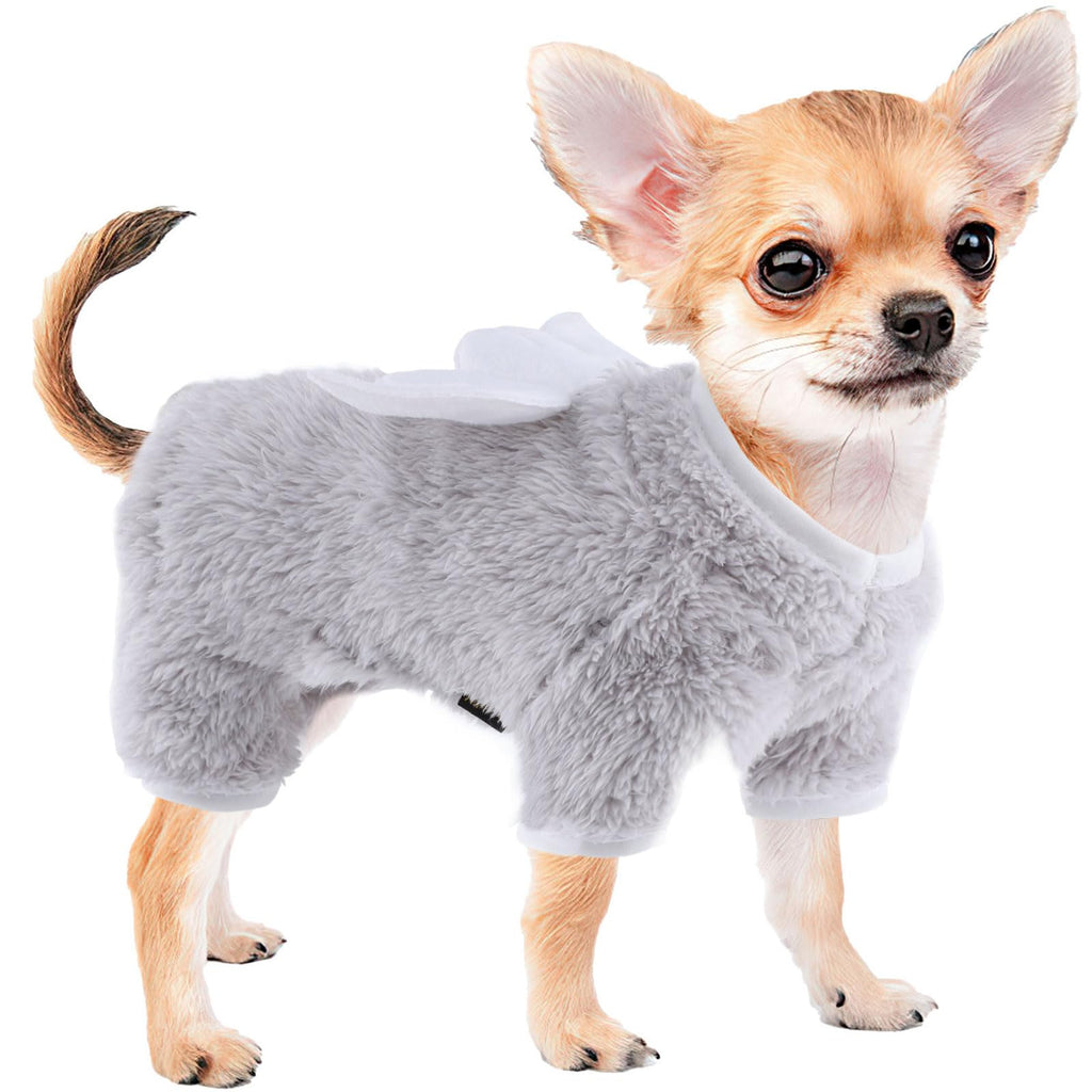 Winter Dog Pajamas for Small Dogs, Fall Dog Sweater, Warm Fleece Puppy Pjs Clothes Chihuahua Yorkie Tiny Dog Clothes Outfit, XXS~M, Pet Cat Sweater (X-Small) X-Small Grey