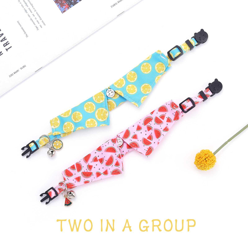 Campsis 2 Pack Breakaway Cat Collars Furit Pattern Cat Collar Safety Adjustable Flower Kitten Collar with Removable for Boy Cats and Girl Cats (Fruits pattern) Fruits pattern - PawsPlanet Australia