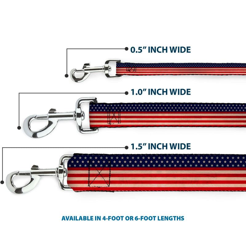 Dog Leash American Flag Stripe 6 Feet Long 0.5 Inch Wide 6 Feet Long - 1/2" Wide - PawsPlanet Australia