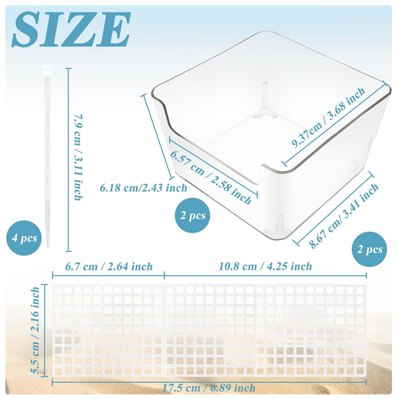 2 Pack Hermit Crab Water Tank, Hermit Crab Cage Accessories with Climbing Ramp Hermit Crab Aquarium Salt Water Pool for Small or Medium Hermit Crab Habitat Home – Transparent - PawsPlanet Australia