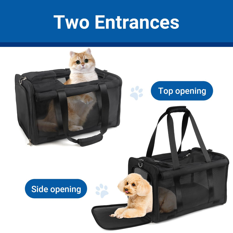Pet Carrier for Large Cats, Soft Cat Carrier for Medium Big Cats and Puppies up to 20lbs, Washable Dog Carrier 18" L x 11.8" W x 11.8” H for Traveling Home and Outdoor - PawsPlanet Australia