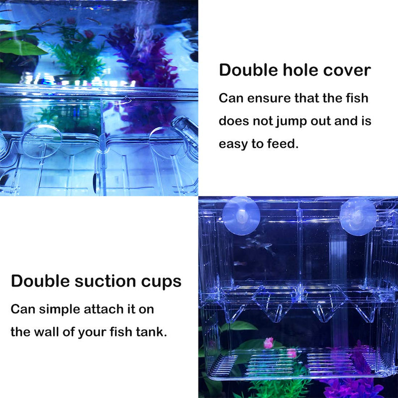 J-star Large Fish Breeder Box, Acrylic Aquarium Breeder Box, Fish Isolation Box for Betta, Guppy, Killifish, Shrimp, Clownfish etc.