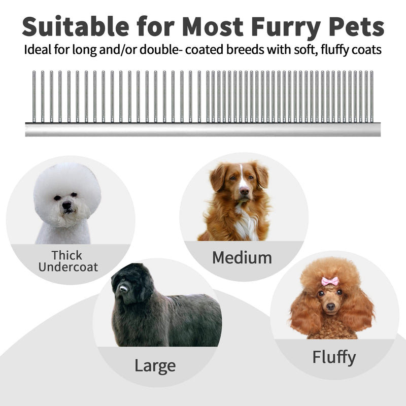 Large Slicker Brush & Pet Comb Value Kit, Extra Long Pin Dog Grooming Wire Brush and Deshedding, Removes Long and loose Hair & Undercoat, Black-comb, Hair Type: Curly, Unisex - PawsPlanet Australia