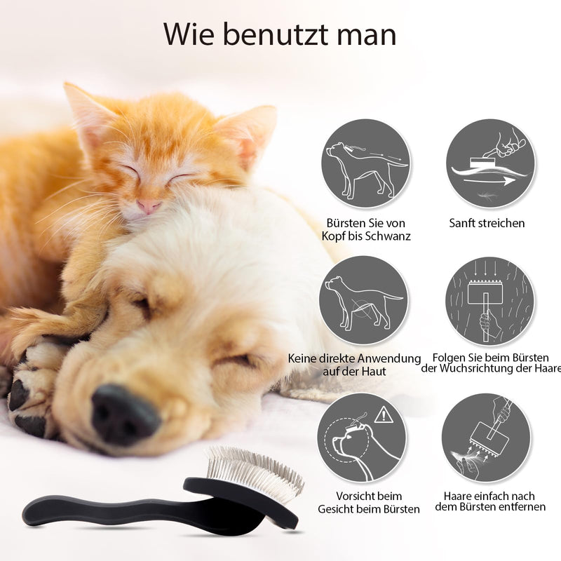 Dog Slicker Brush for Shedding and Grooming Medium or Long Haired Cats, Extra Long & Soft Pin Slicker Brush for Removes Loose Hair, Tangles, Knots, Undercoat, Free Pet Comb, Large Black - PawsPlanet Australia