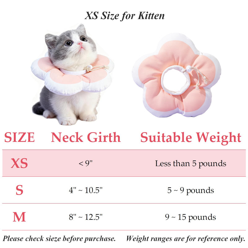 Cat Cone Collar Soft, Adjustable Kitten Cones After Surgery, Waterproof Kitten e Collar Soft to Stop Licking(Pink Flower, XS) Pink Flower