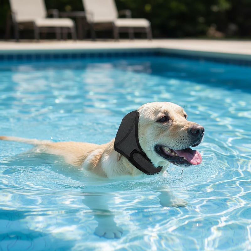 1Pc Dog Ear Protectors, Canine Shower Cap & Pet Essentials, for Bathing & Calming (Gray, Size M)