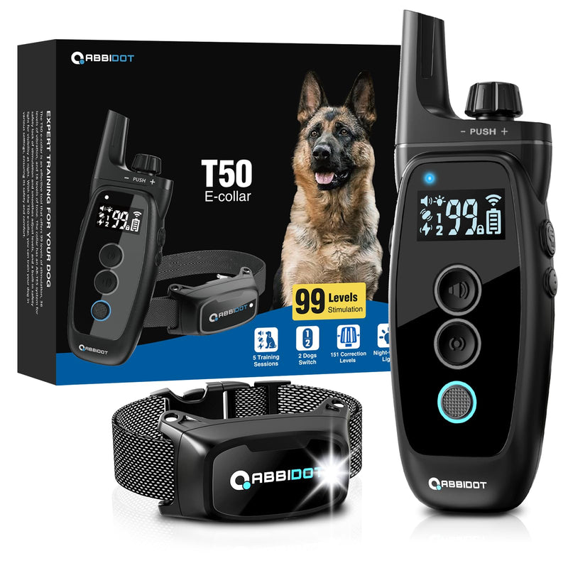 ABBIDOT Dog Training Collar with Remote - 3500FT Shock Collar for Dogs 5-130 lbs，IPX7 Waterproof & 4 Training Modes, Safety Lock & Night Vision Light，Rechargeable E-Collar for Small to Large Dogs 1 Collar Black - PawsPlanet Australia