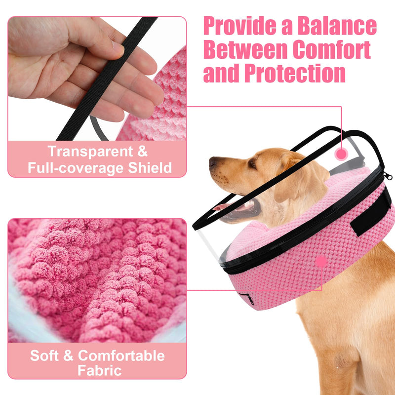 Soft Dog Cone, Dog Cone Collar After Surgery, 2-in-1 Dog Cone Alternative with Enhanced Anti-Licking Guard Shield, Adjustable Inflatable Dog Cone, Dog Cones for Large Medium Small Dogs Cats (Pink,M) Pink Medium[Neck:9"-15"] - PawsPlanet Australia