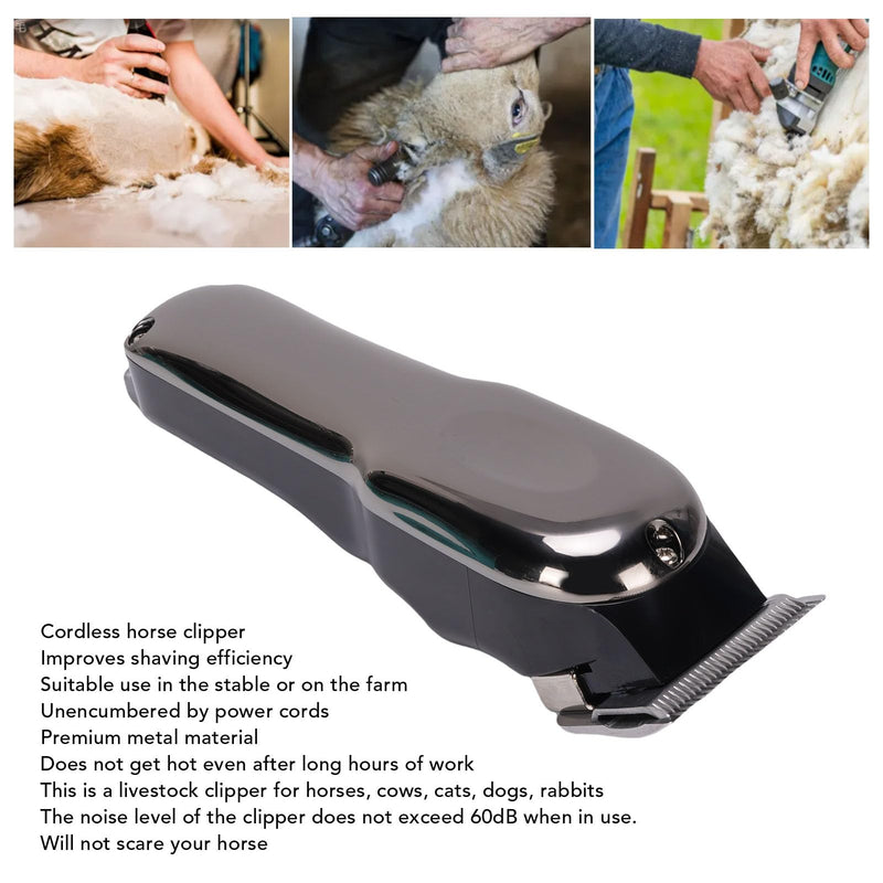 ZJchao Cordless Horse Clipper, Alloy Livestock Clipper, Low Noise Horse Grooming Kit, Comfortable Hand Feelings Suitable for Cows Cats Dogs - PawsPlanet Australia