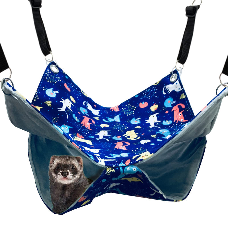 FULUE Ferret Rat Critter Nation Cage Accessories,Ferret Rat Hammock Set Hanging Bed Tent Tunnel for Any Small Animal Bedding Blue - PawsPlanet Australia