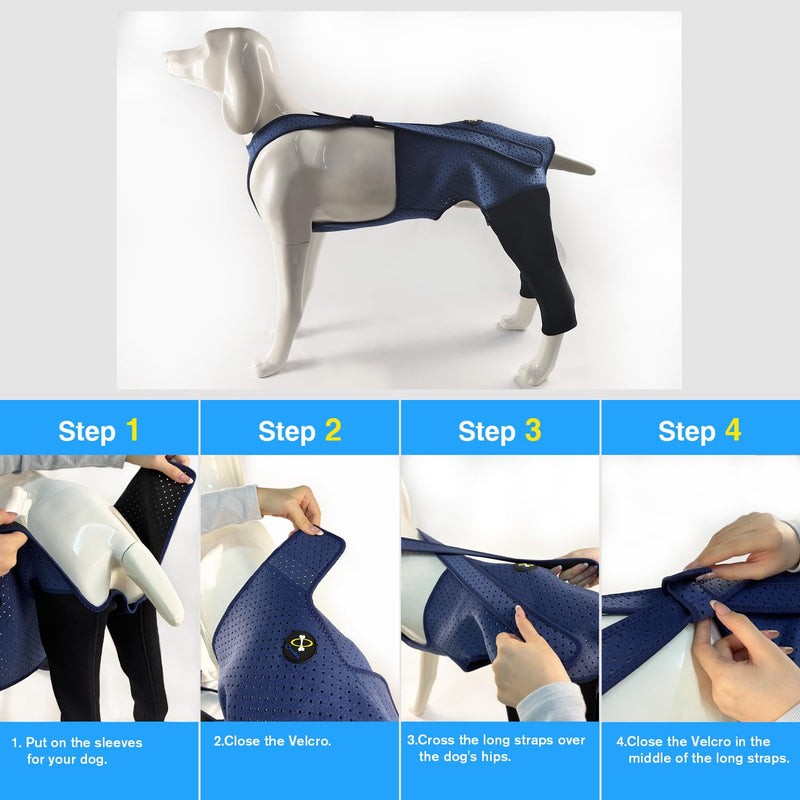 Coodeo Dog Recovery Suit, Cone Collar Alternative, Abrasion Resistant Dog Recovery Rear Sleeves, Washable 2.5mm Thick and Waterproof, Pet Wounds Prevent Licking, Biting (2XL, Blue) XX-Large - PawsPlanet Australia