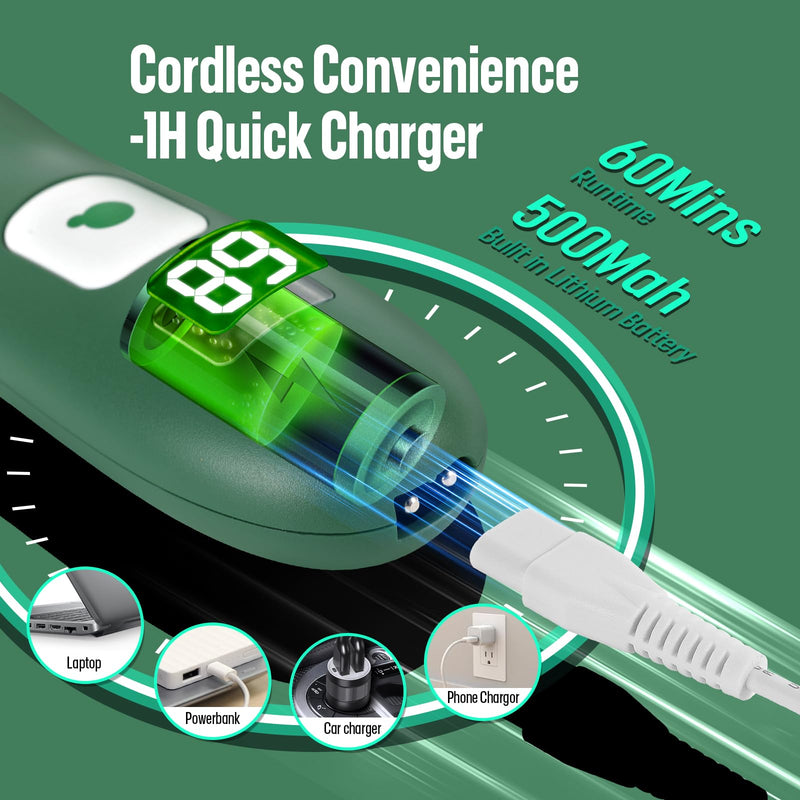 Baby Hair Clippers, Cordless Hair Clipper for Kids with LED Display, Baby Hair Cutting Kit with Skin-Safe Blade, Waterproof Hair Trimmer for Children/Toddler, Rechargeable& an Hour Quick Charger Deep Green - PawsPlanet Australia