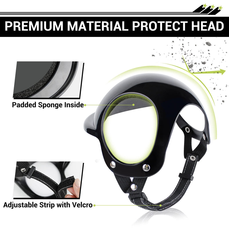 Dog Goggles and Helmet Set - Anti-dust UV Protection Sunglasses, Durable Motorcycle Helmet With Ear Hole, Adjustable Pet Glasses for Medium to Large Dogs - Black - PawsPlanet Australia