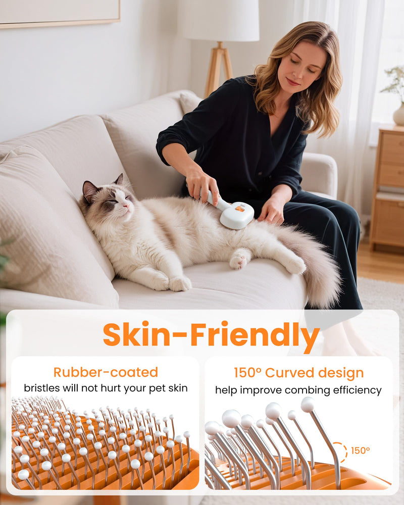 Cat Steam Brush with Waterless Shampoo, 3-in-1 Pet Steam Brush for Dog, Self Cleaning Pet Spray Hair Removal Comb for Long Haired Pets, Cool Mist Only
