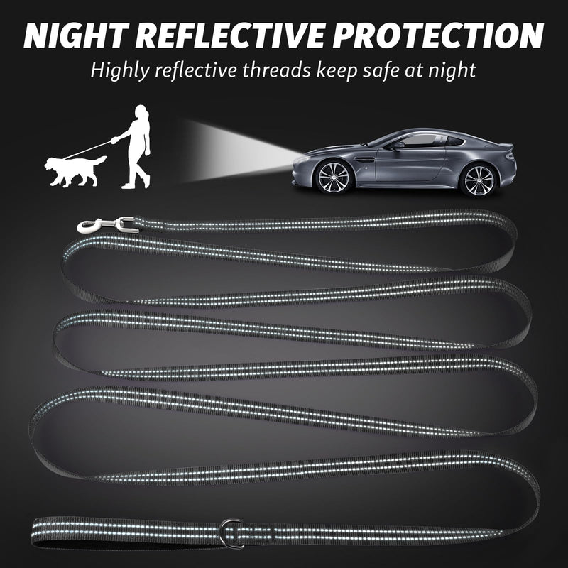 Long Leash for Dogs XiaZ Long Dog Leash 30 Feet Long Line Dog Leash 30ft Long Dog Lead 30 Foot Leash for Dogs Black Dog Training Leash Nylon Padded Handle Reflective Hiking Camping Yard D-Black