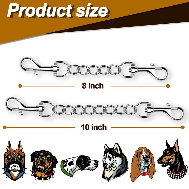 Dog Collar Backup Strap,Harness to Collar Safety Clip, Metal Stainless Steel Chain Leash Safety Strap, Escape Proof Safety Attachment for Dog, safeties, Backup, Connector. (10 Inches) 10 Inches