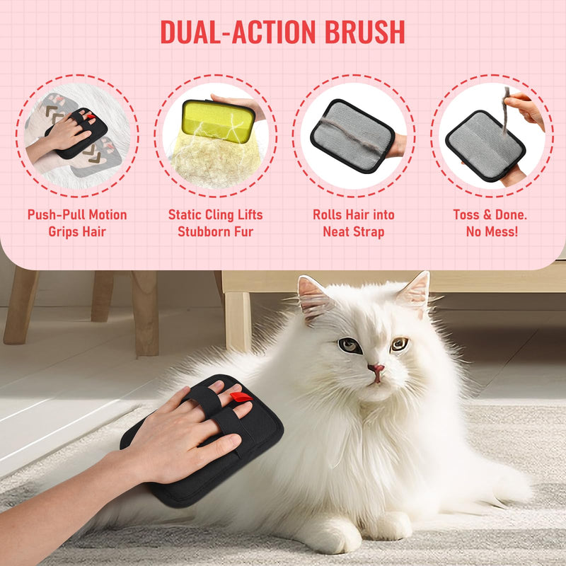 2 PCS Electrostatic Pet Hair Removal Glove, Upgraded Reusable Grooming Gloves for Dogs & Cats, Efficient Fur Remover for Couch, Car Seat, Furniture, Carpet, Animal Fur Removal Tool - PawsPlanet Australia