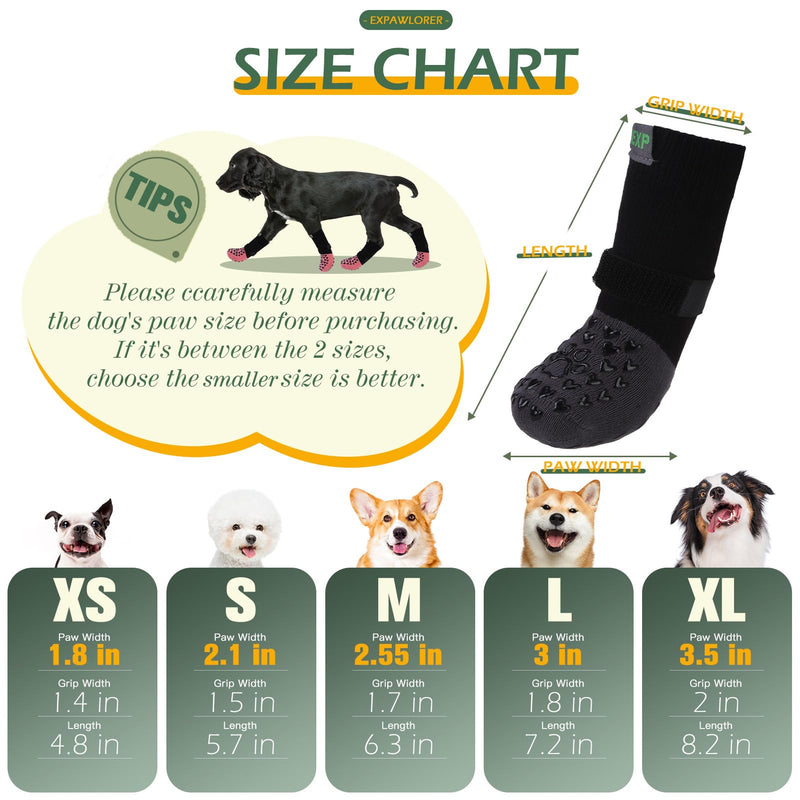 EXPAWLORER Anti Slip Dog Socks to Prevent Licking Paws - Dog Boots & Paw Protectors for Winter, Dog Booties for Hardwood Floors, Dog Shoes for Cold/Hot Pavement, Small Medium Large Senior Dogs Black - PawsPlanet Australia