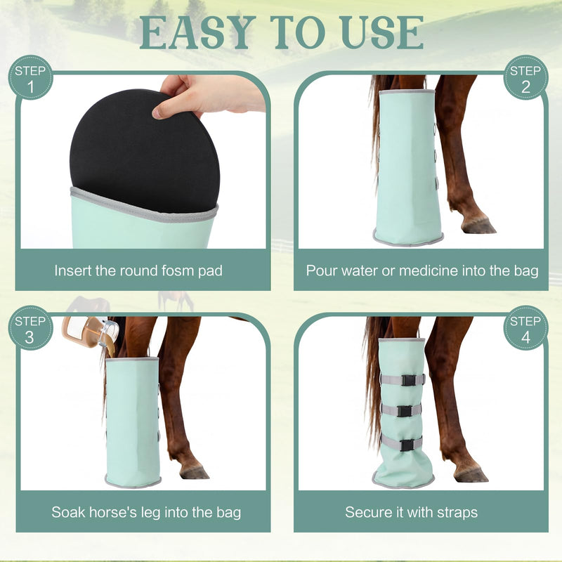 2 Pcs Hoof Soaking Boot for Horses Upgraded Extended Length Horse Hoof Soaker Heavy Duty Icing Treating Bucket with EVA Pad & Elastic Band Easy Use for Common Hooves Problems