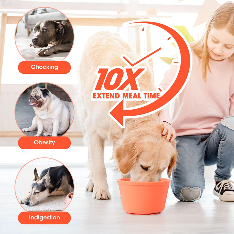 Slow Feeder Dog Bowl,Non-Slip Lick and Freeze Bowl for Dogs,Long Lasting Silicone Licking Mat for All Dog Sizes,Anti-Chocking and Reduce Anxiety(Orange) Orange - PawsPlanet Australia