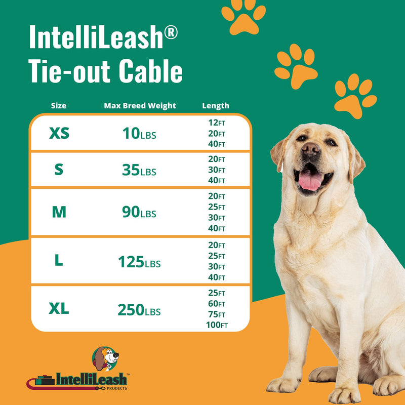 40FT Tie-Out Cables for Dogs - Strong, Safe, and Durable Dog Tie-Outs for Small Dogs up to 10 Pounds - Weather and Wear Resistant Galvanized Aircraft Cable for Outside Use 10 lb / 40 ft