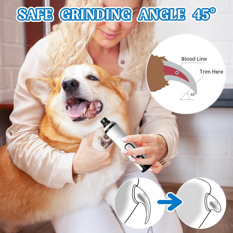 Heusom Silent Groom Pro Nail Grinder , 2025 New Upgraded Heusom Nail Trimmer for Dogs and Cats with LED Light & 3 Speeds, 2000mAh USB Rechargeable Dog Nail Trimmer for Thick Nails (1pc+2 Heads) - PawsPlanet Australia