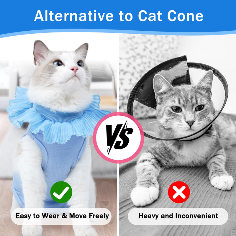 Cat Recovery Suit Cat Onesie for Cats After Surgery Female, Breathable Cat Surgery Recovery Suit for Abdominal Wounds Post-Surgery, Cat Surgical Spay Recovery Shirt for Cats Kitten Blue Medium