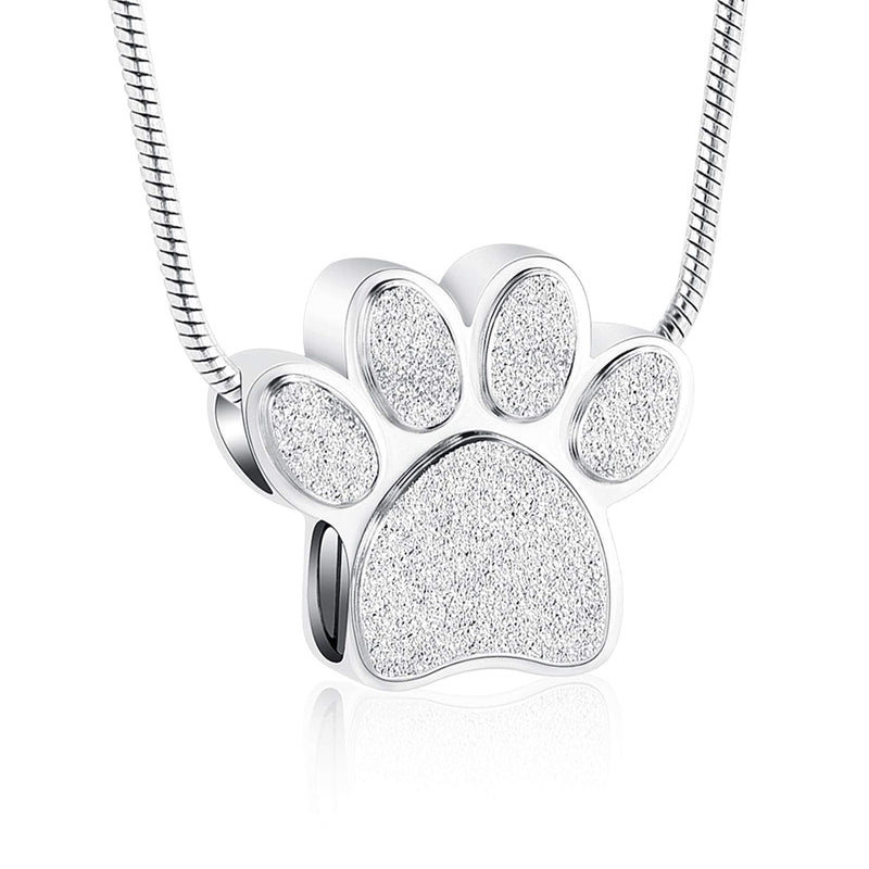 zeqingjw Pet Cremation Jewelry for Ashes Pendant Paw Print Pet Heart Urn Necklace Memorial Keepsake Jewelry for Pet/Dog's/Cat's Ashes Paw-Silver