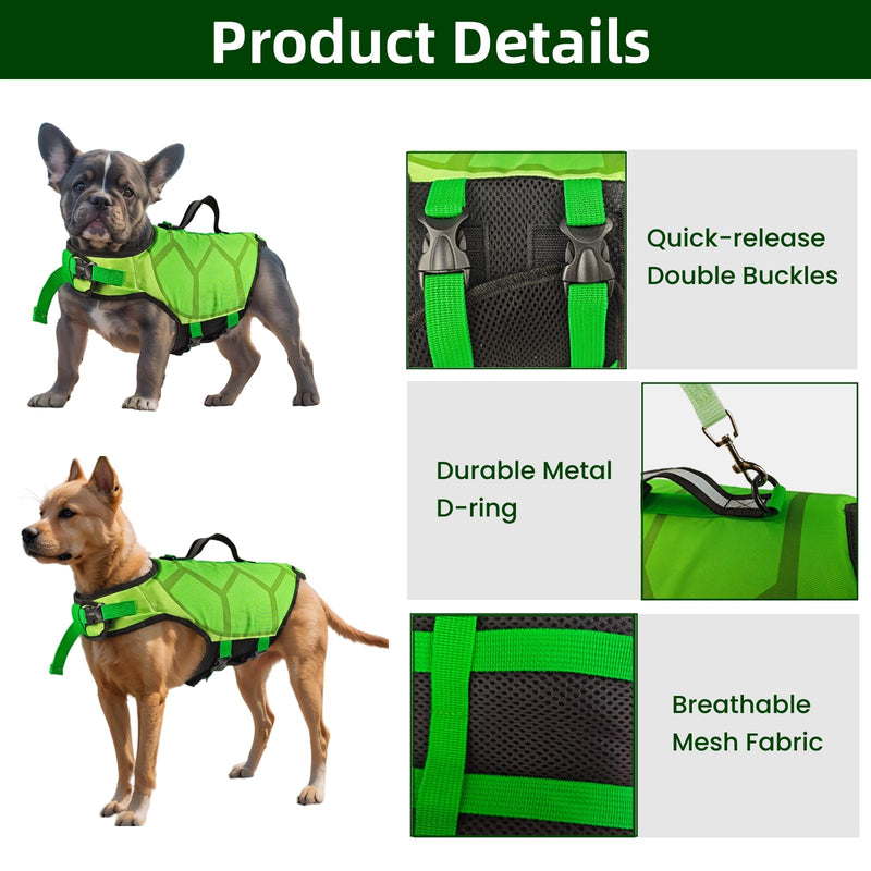 Dog Life Jacket, Lightweight Dog Life Vest for Swimming Boating, Adjustable Life Jackets for Small Medium Large Dogs, Reflective Dog Swimming Vest with Rescue Handle(Small) - PawsPlanet Australia
