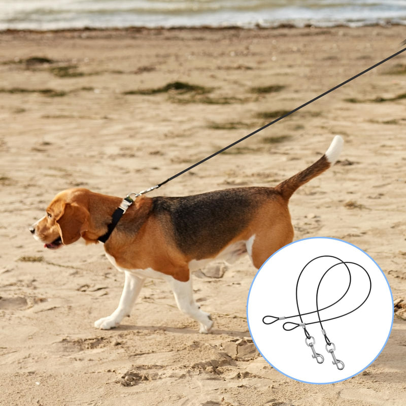 2 Pcs Chew Proof Dog Leash Extension, Dog Leash Extender Metal Non-Tangle Short Dogs Leashes Heavy Duty Dogs Leashes Extender for Small Medium Puppy Walking and Training (Black) - PawsPlanet Australia