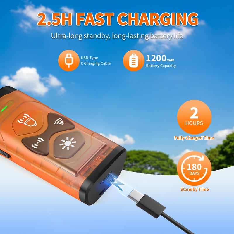 Stop Dog Barking - Safe Ultrasonic Trainer, 2025 Upgrade Anti Barking Device 30FT Range, Adjustable Portable & Rechargeable 3X Ultrasonic Bark Deterrent for Own or Neighbor’s Dog - Indoor&Outdoor Orange - PawsPlanet Australia