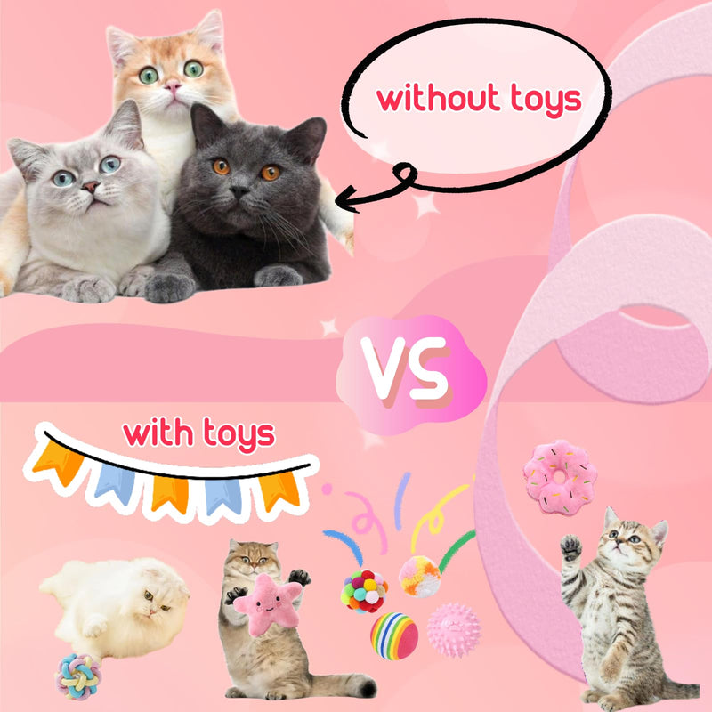 Cats Toy Set Interactive Cat Toys Pack Woolen Cat Toy Balls with Bell and Fuzzy Balls, Interactive Toys for Indoor Cats and Kittens, Chew Toys 12pcs - PawsPlanet Australia