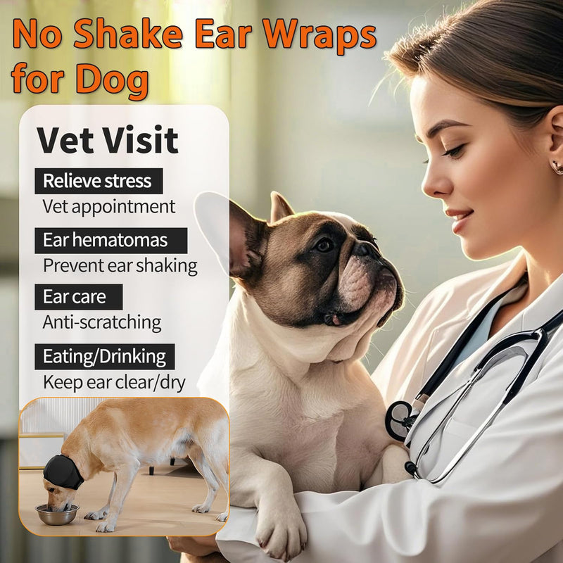 Dog Ear Muffs for Noise Protection No Flap Ear Wraps Calming Hoodie Dogs Anxiety Relief and Thunder Firework, Grooming and Force Drying Shower Cap for Bath Head Cover for Dog M Grey