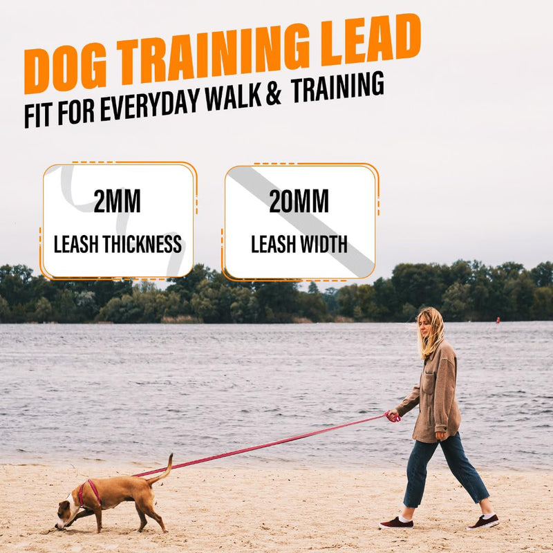 Dog Training Leash - Long Line for Recall & Obedience, Nylon Training Lead with Padded Handle, 15 ft / 20 ft / 30 ft / 50 ft / 100 ft - Long Leash for Dogs Outside, Small/Medium/Large 15ft Pink - PawsPlanet Australia