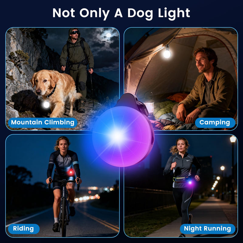 Dog Light with GPS Tracker, Anti-Lost Waterproof Dog Collar Light for Night Walking, Camping, 6 Modes IP68 Rechargeable LED Pet Tracking Lights, Work with Apple Find My, No Monthly Fee(iOS only) - PawsPlanet Australia