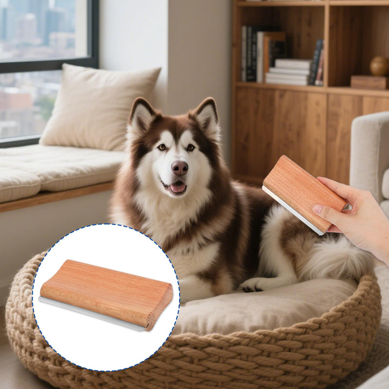 Dog Deshedding Brush, Wooden Pet Hair Shedding Brush with Fine Comb Teeth Ergonomic Pet Hair Removal Tool for Grooming Shedding Dog Cat Horse Rabbit - PawsPlanet Australia