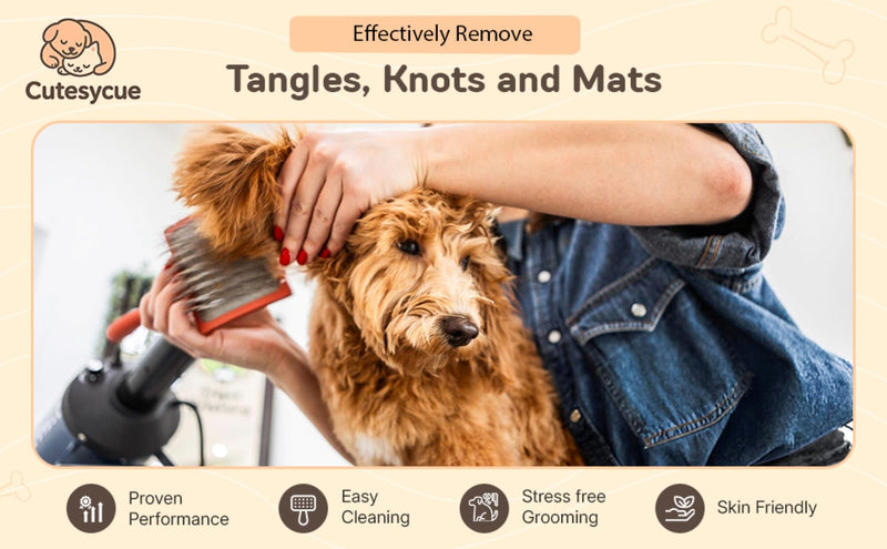 Slicker Brush for Dogs | Dog Grooming Supplies | Best Brushs For Long Haired Dog | Deshedding Brush | Dematting Brushs | Gentle On Skin | Soft-Grip Handle - PawsPlanet Australia