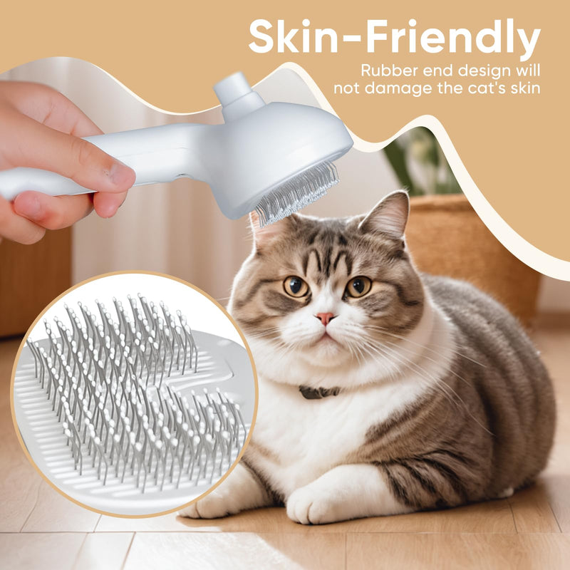 3-in-1 Cat Steam Brush – Pet Grooming & Shedding Comb with Gentle Steam Spray, One-Click Hair Release, Steam Pet Brush for Long & Short Hair Cats & Dogs (White) - PawsPlanet Australia