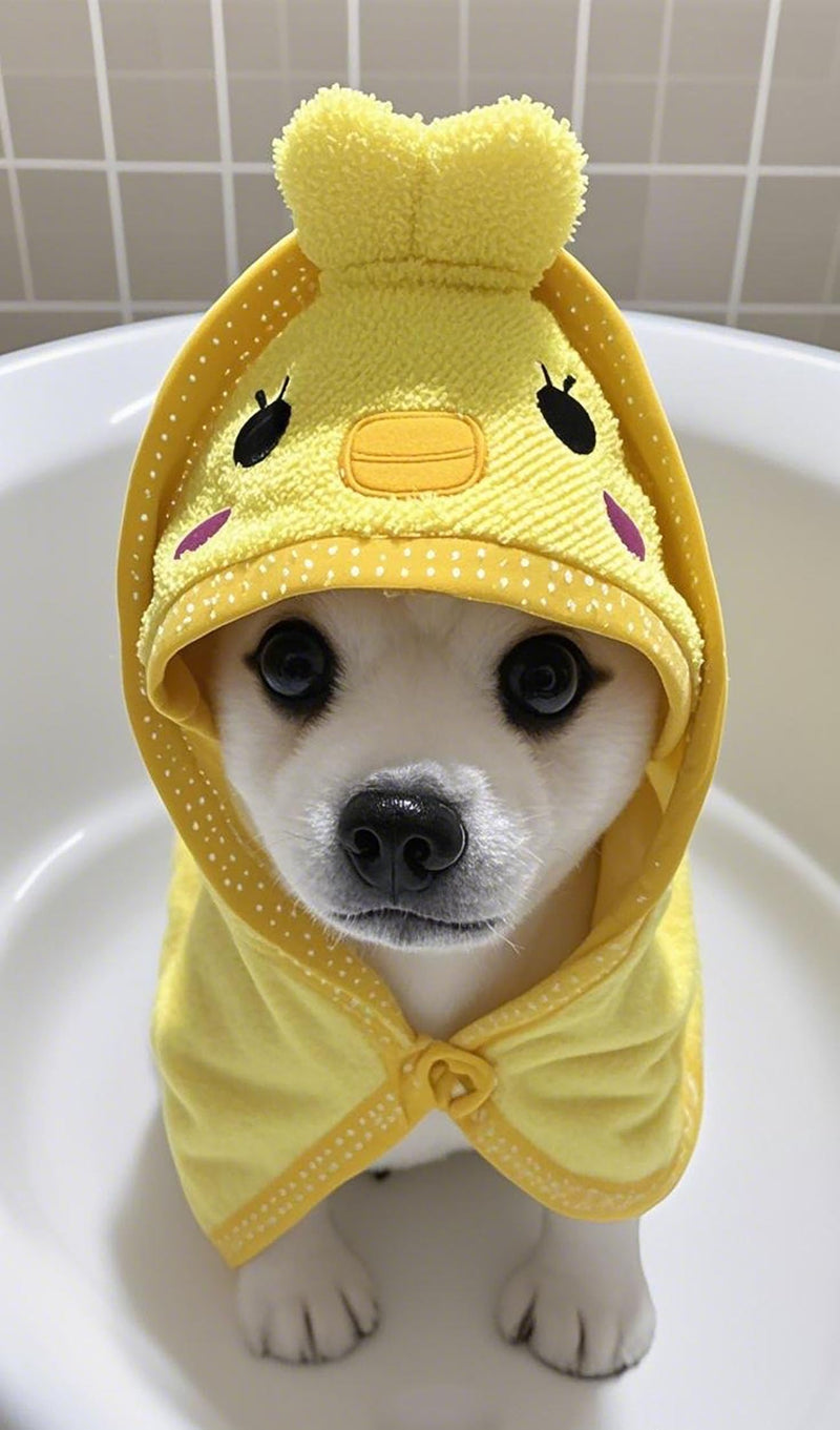 Dog Hooded Bathrobe Towel, Fast Drying Bath Towel Absorbent Warm Blanket Yellow S S(13.78*13.78') - PawsPlanet Australia