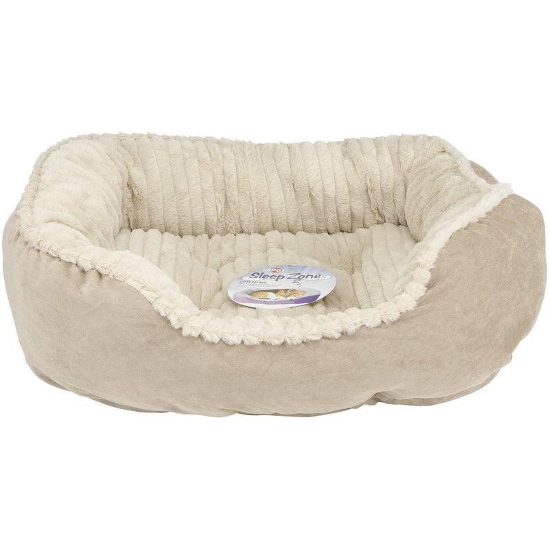 SPOT Sleep Zone Faux Suede Carved Plush Lounger, Cuddler, Napper Dog Bed - Fabric Bottom - 21X17 Inches/Tan/Attractive, Durable, Comfortable, Washable. 21x17 in Tan - PawsPlanet Australia