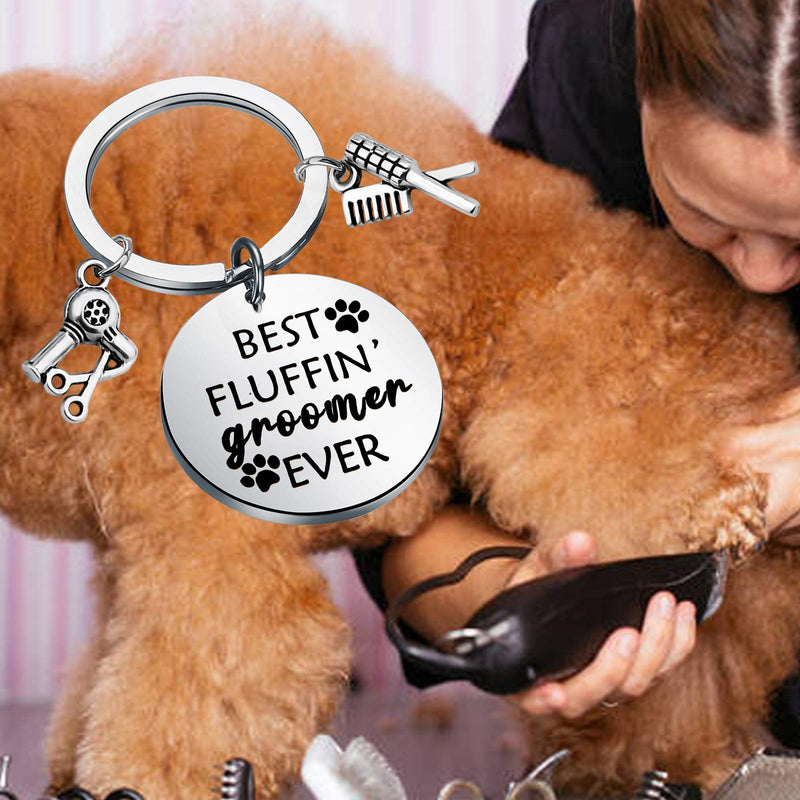 Dog Groomer Jewelry Dog Groomer Gift Dog Grooming Jewelry Pet Groomer Gift Best Fluffin' Groomer Ever Keychain - PawsPlanet Australia