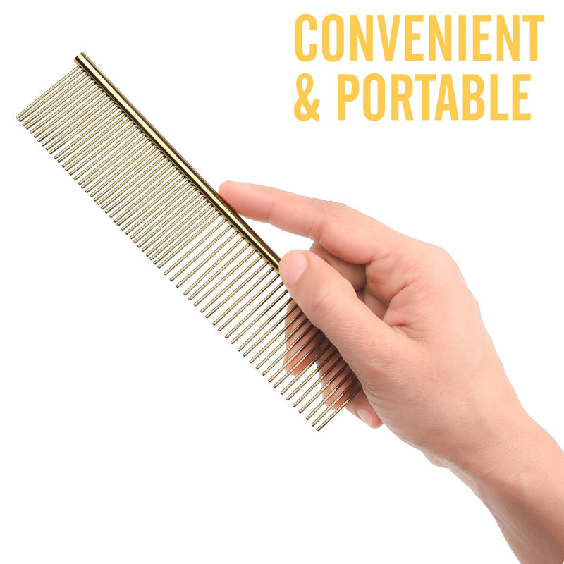 Pet Steel Comb Shears Professional Pet Grooming Comb Premium Stainless Steel Dematting Tool with Rounded Teeth for Dogs & Cats Best for Removing Knots,Tangles,Perfect for Long & Short Haired Pets Rose Gold - PawsPlanet Australia